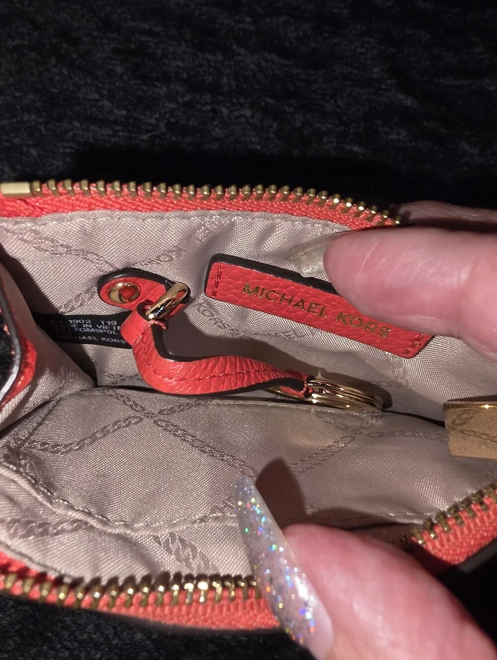 Michael Kors  Leather Key & Card Holder with Gold Hardware